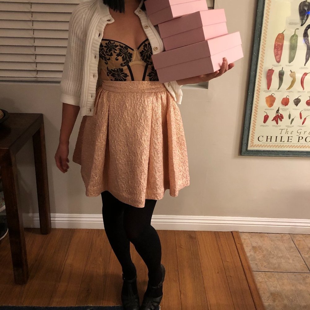 Kate Spade New York Pink Metallic Barbie Skirt Size 2